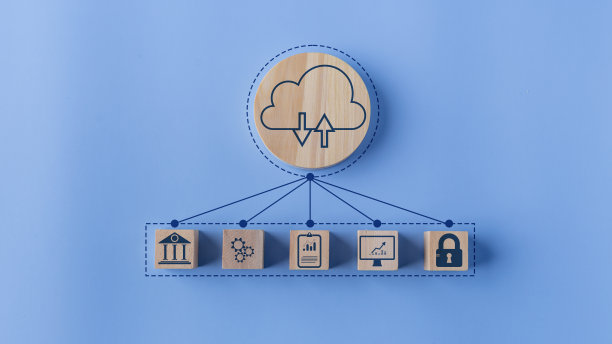 一个木块，上面有一朵云，右边有一把锁图片下载