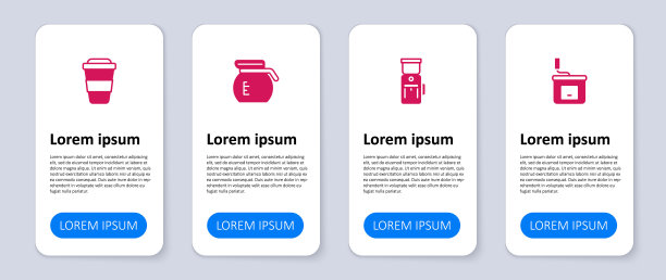 设置手动咖啡研磨机，电动，咖啡壶和杯子带走。业务信息图表模板。向量图片下载