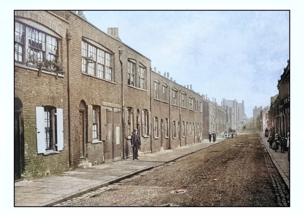 古伦敦照片:贝斯纳格林老织布者的房子图片下载