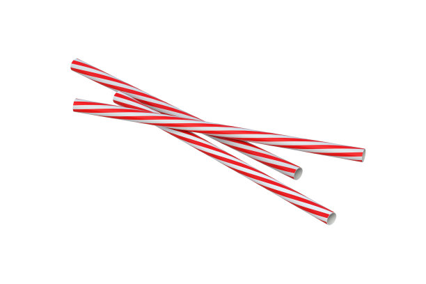 散落的条纹吸管饮料孤立在白色的背景。三维渲染图片下载