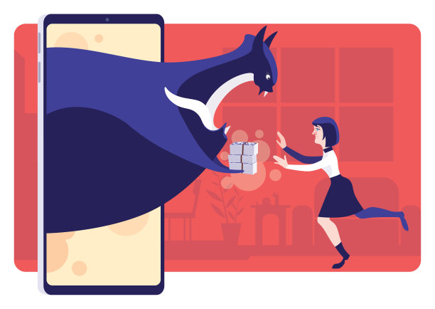 魔鬼带着一叠钞票，用智能手机与女商人会面图片下载