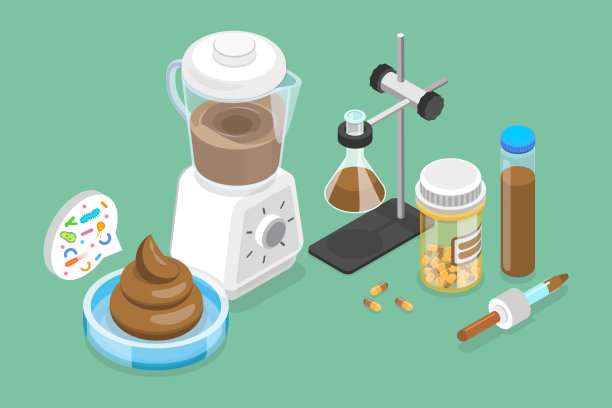 粪便微生物群移植的三维等距平面矢量概念图图片下载