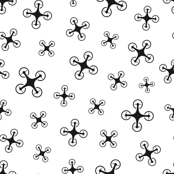 无人机-四轴飞行器。无缝模式。白色背景的图标图片下载