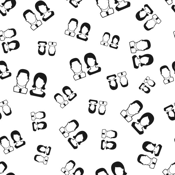 商人和商人。无缝模式。白色背景的图标图片下载