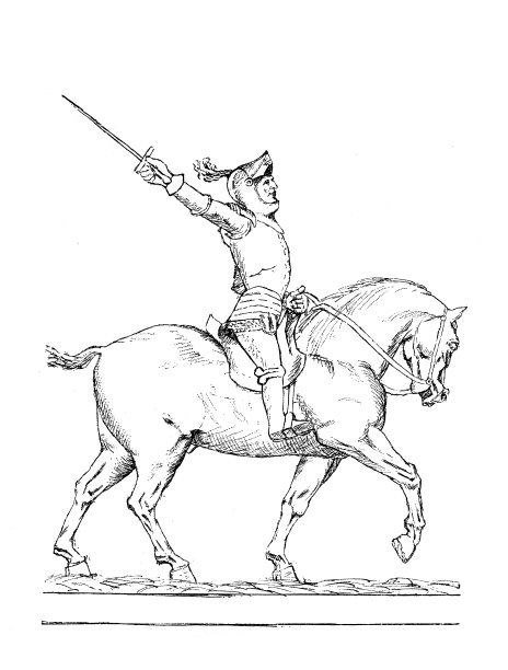 穿着盔甲的法国骑士骑着他的马图片下载