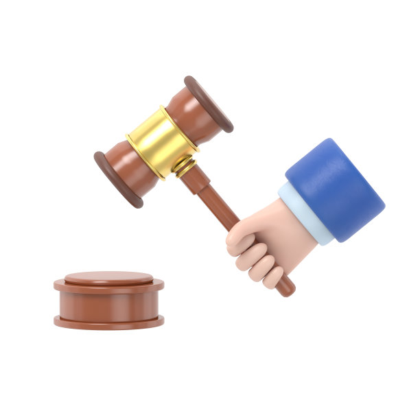 卡通手势图标模型。正义。手握法官的小木槌。3D插画平面风格设计。法律的象征。西装革履的商人举行拍卖。白色背景的3D渲染。图片下载