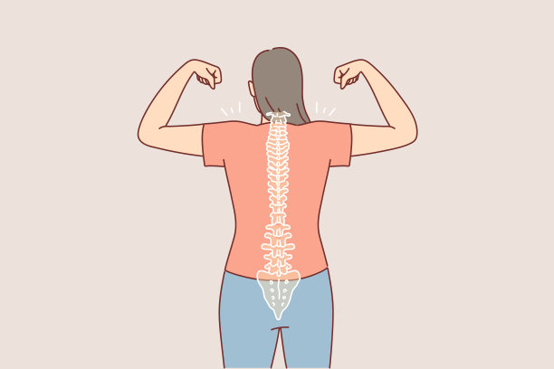 姿势端正，脊柱挺直的女子，背对镜头站立，露出二头肌图片下载