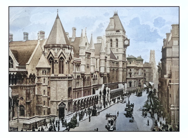 古董伦敦的照片:皇家法院与圣殿酒吧纪念图片下载