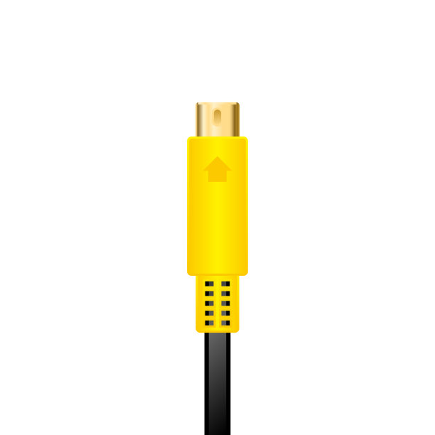 黄色S-video电缆的简单图解。图片下载