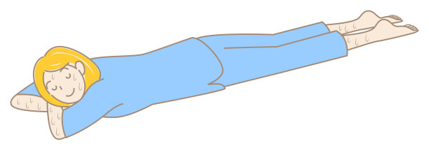 大汗淋漓的可爱女士趴在床上享受基岩浴。简单插图矢量图片下载