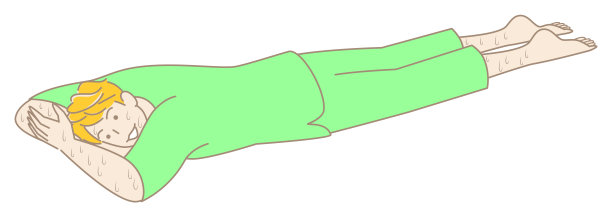 汗流浃背的可爱男人趴在地上享受岩石浴。简单插图矢量图片下载