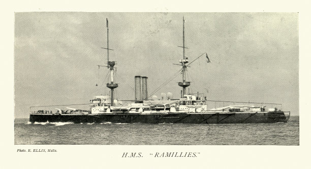 英国皇家海军战舰，拉米利斯号，皇家主权级战列舰，19世纪90年代，维多利亚时代图片下载