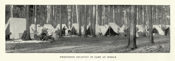 军事历史，美国陆军第20步兵团，莫比尔营地，美西战争，19世纪90年代图片下载