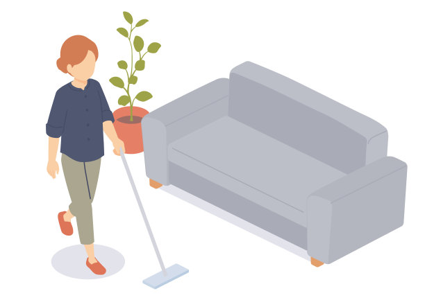 一个女人打扫卫生的插图图片下载