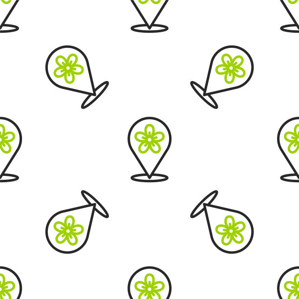 线位置与花图标隔离无缝图案在白色背景上。向量图片下载