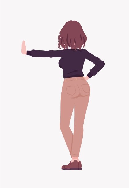 Cartoon_25yo_Wine-Skin_Woman_Siena-Brown_Straight_Hair_Black_Sweater_and_Beige_Pants_Brown_Shoes_03图片下载