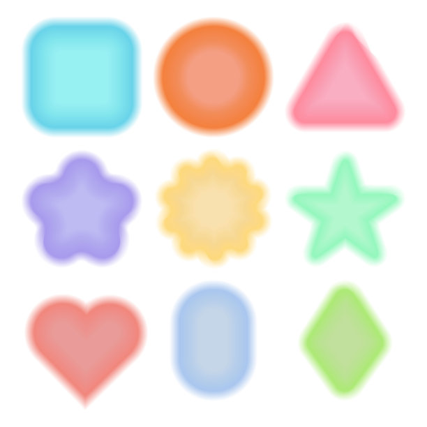 设置抽象模糊梯度形状隔离在白色背景。模糊的人物在野蛮主义和千禧年的光环风格。矢量图图片下载