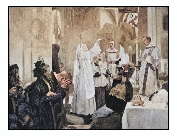 古色古香的绘画照片:教堂图片下载