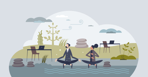 绿色办公室小人概念的心理健康和工作场所福祉图片下载