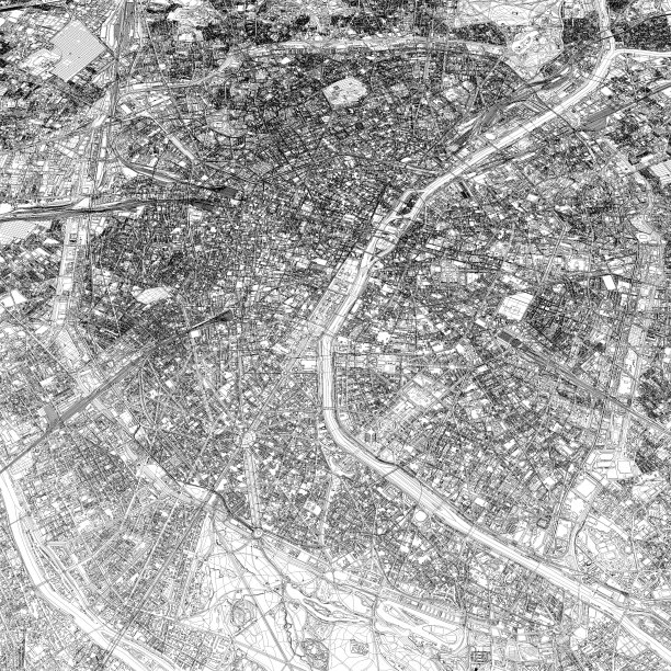 巴黎和大型建筑的3D插图图片下载