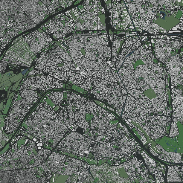 巴黎和大型建筑的3D插图图片下载