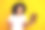 穿着白色t恤的烫发美女的照片，在黄色背景上孤立的笔记本电脑上进行远程会议图片下载