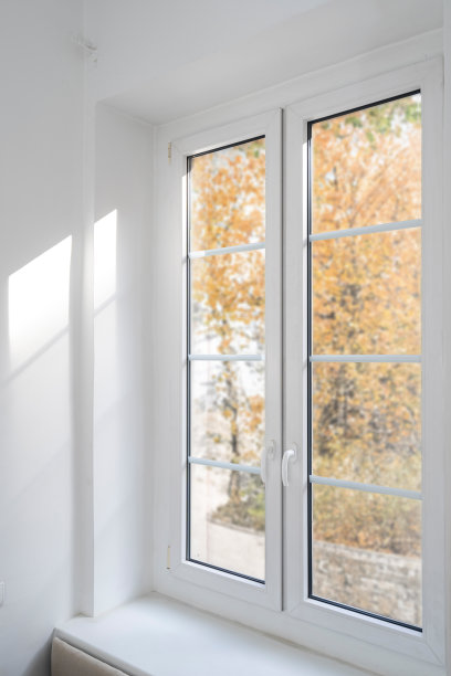 新塑料pvc窗与白色金属框架安装在现代住宅图片下载