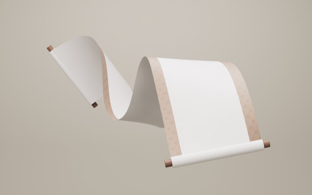 空白中国古代卷轴横幅，3d渲染。图片下载