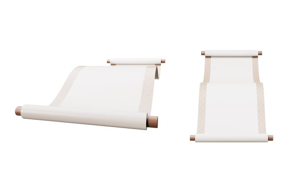 空白中国古代卷轴横幅，3d渲染。图片下载