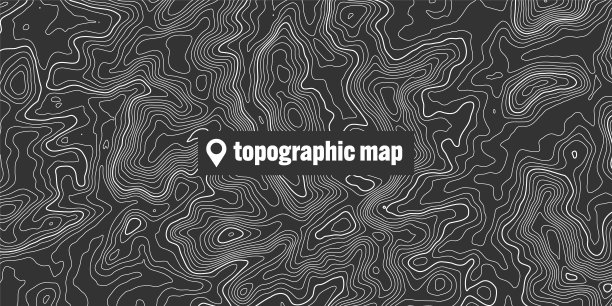 有等高线的地形图。地理地形网格化，地势起伏高程。地面路径模式。旅游导航、制图设计元素。矢量图图片下载