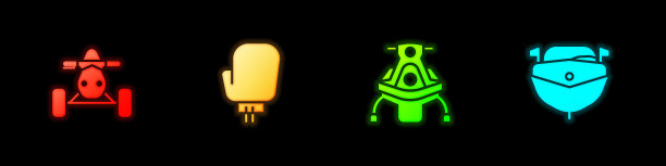 集ATV摩托车，拳击手套，雪地摩托和快艇图标。向量图片下载