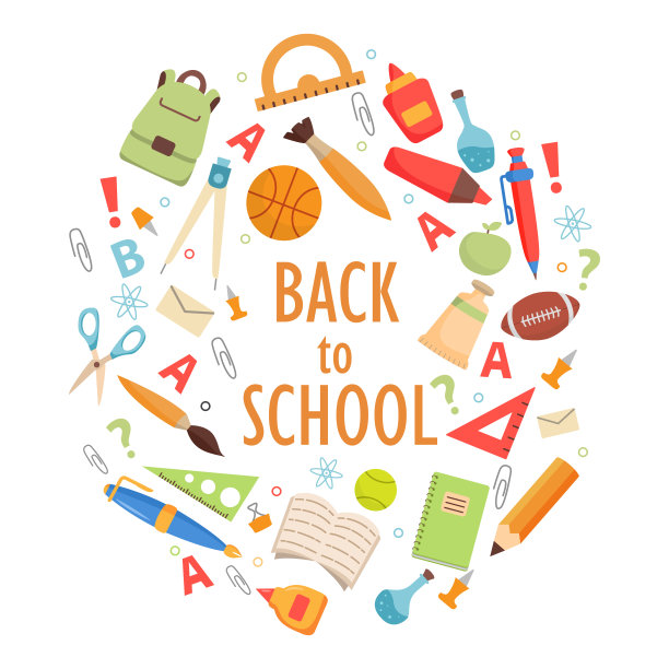 学习用品。回到学校。教育手绘符号。信息图表元素学校。图片下载