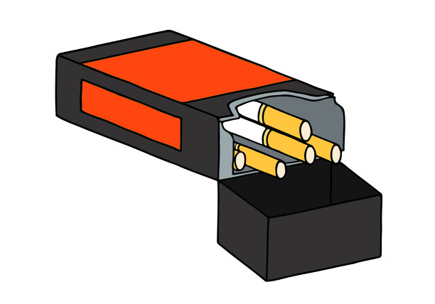 打开的一包香烟。徒手画。涂鸦。手绘。大纲。图片下载