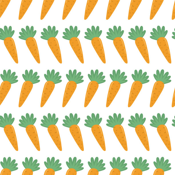 矢量无缝图案与可爱的橙色胡萝卜。胡萝卜墙纸。食物的例子。图片下载