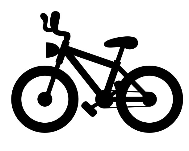 自行车-黑色和白色的卡通矢量剪影插图的自行车，孤立的白色图片下载