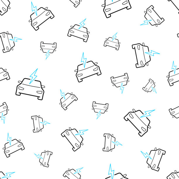 电动汽车充电。无缝模式。白色背景上的线条图标图片下载