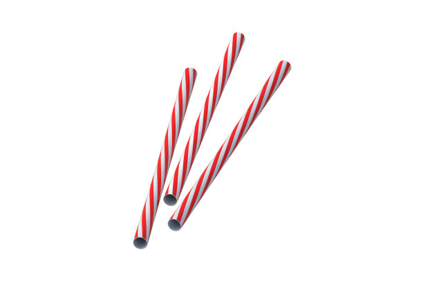 三根条纹吸管，在白色的背景上分开。三维渲染图片下载