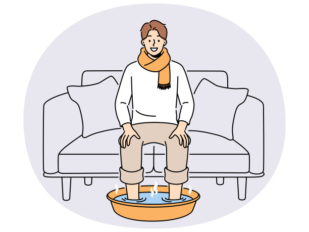 微笑的男人在热水里泡脚图片下载