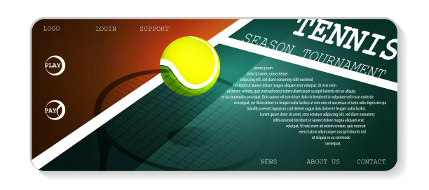 现代风格的运动与胜利理念。网球场上的飞行运动网球。时尚的网页复制。图片下载