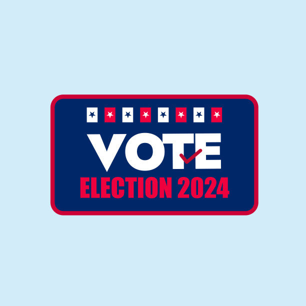 2024年美国总统选举社交媒体banner（含按钮、徽章、标签和美国国旗颜色图标，矢量素材）图片下载