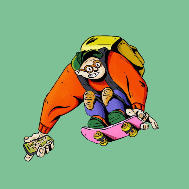 送披萨的搞笑小快递员跳到空中。图片下载