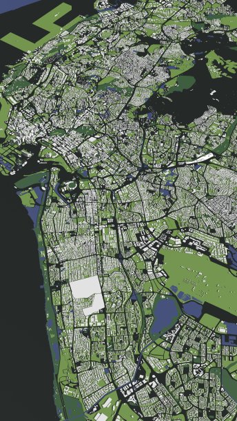 新加坡城市和大型建筑的3D插图图片下载