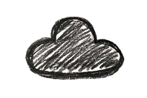 在白色背景上孤立的云图标的单色绘图。图片下载