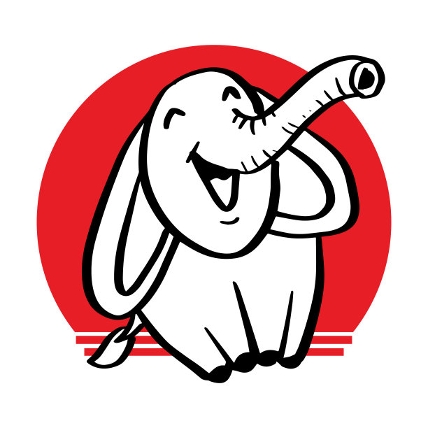 搞笑大象吉祥物卡通插画图片下载