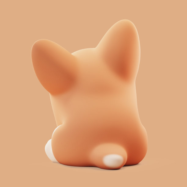 3d渲染卡通橙色柯基小狗在坐的姿势。图片下载