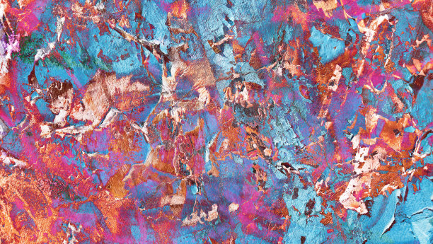 垃圾旧风化水泥墙与补丁紫橙蓝棕色白色和黑色油漆层部分剥离高分辨率背景纹理库存照片图片下载