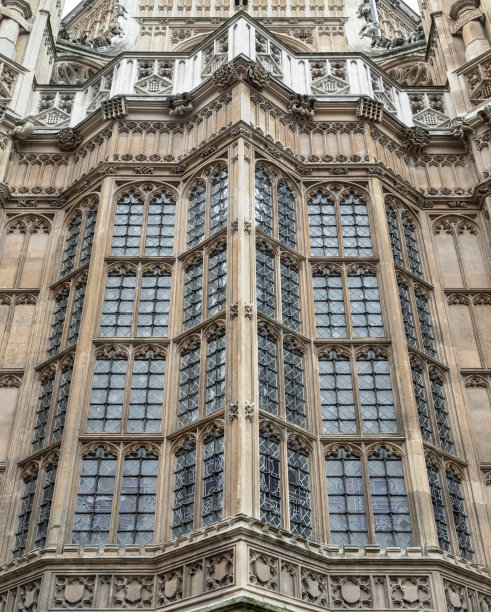 建筑细节设计是维多利亚哥特式的威斯敏斯特宫。图片下载