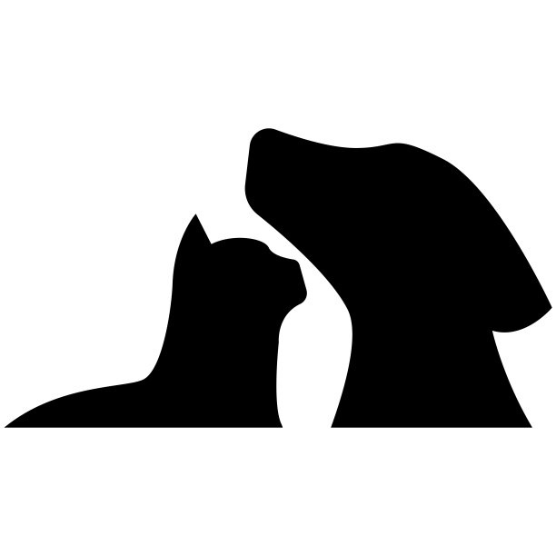 时髦复古狗猫宠物剪影矢量图标图片下载