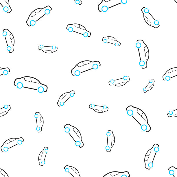 汽车侧面视图。无缝模式。白色背景上的线条图标图片下载
