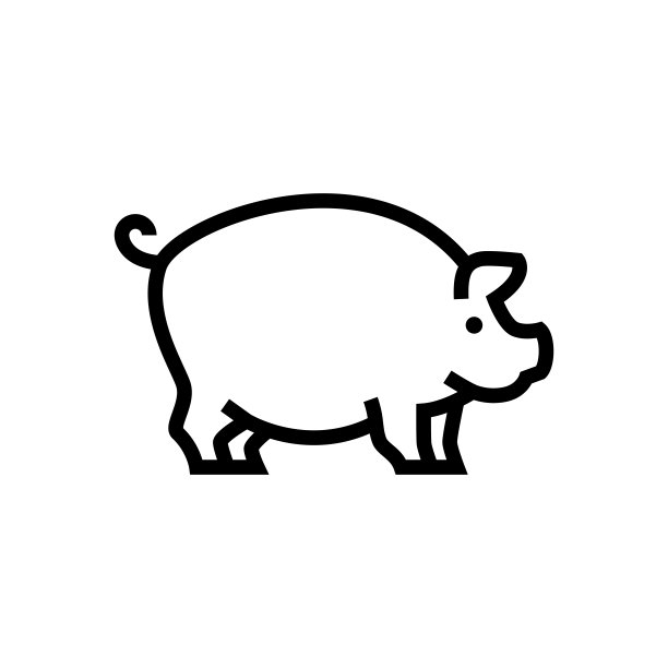 小猪线图标。牧场，动物，谷仓，肉类。图片下载